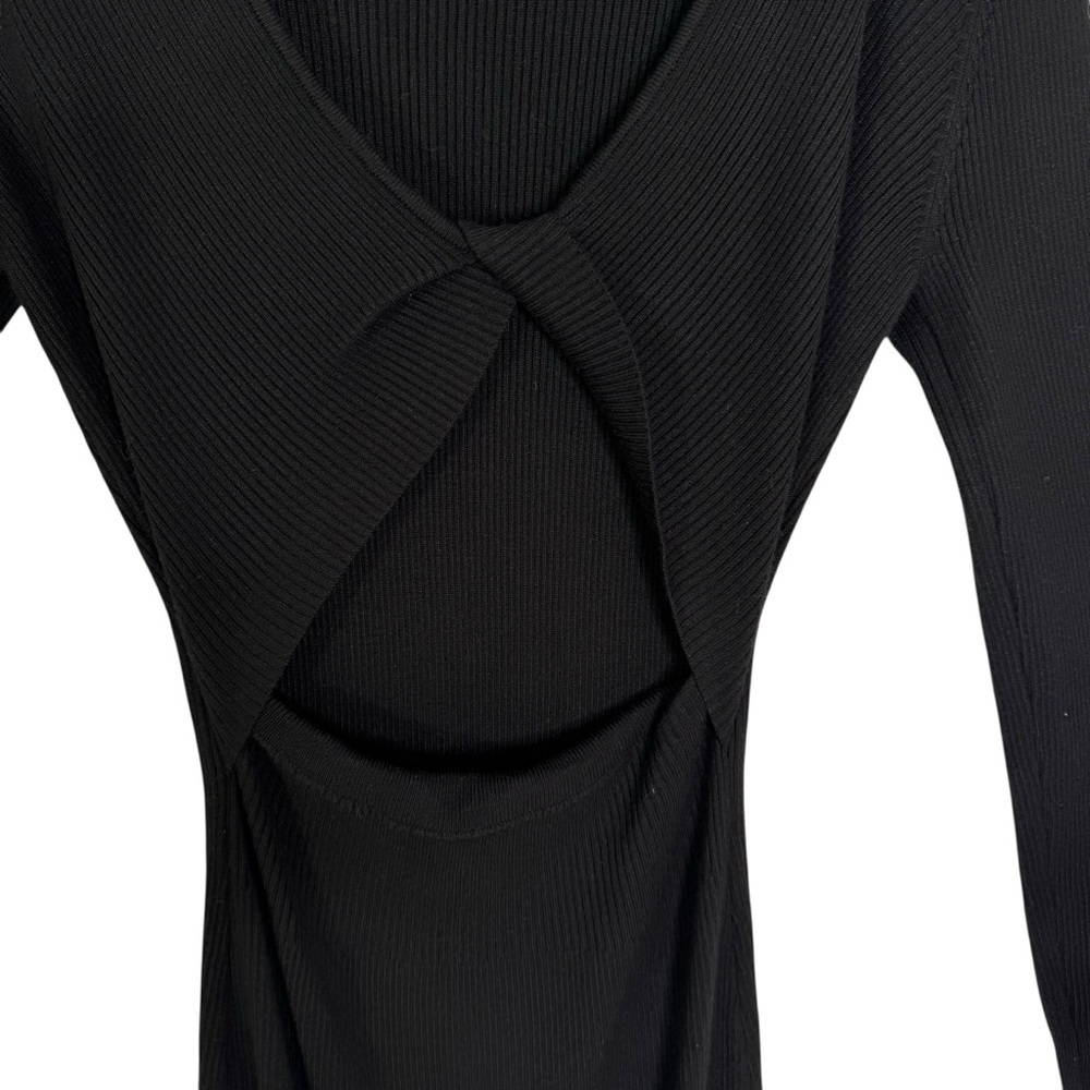 House of Harlow 1960 Sheath Midi Dress Black Cut Out Ribbed Knit Size M - Picture 6 of 11